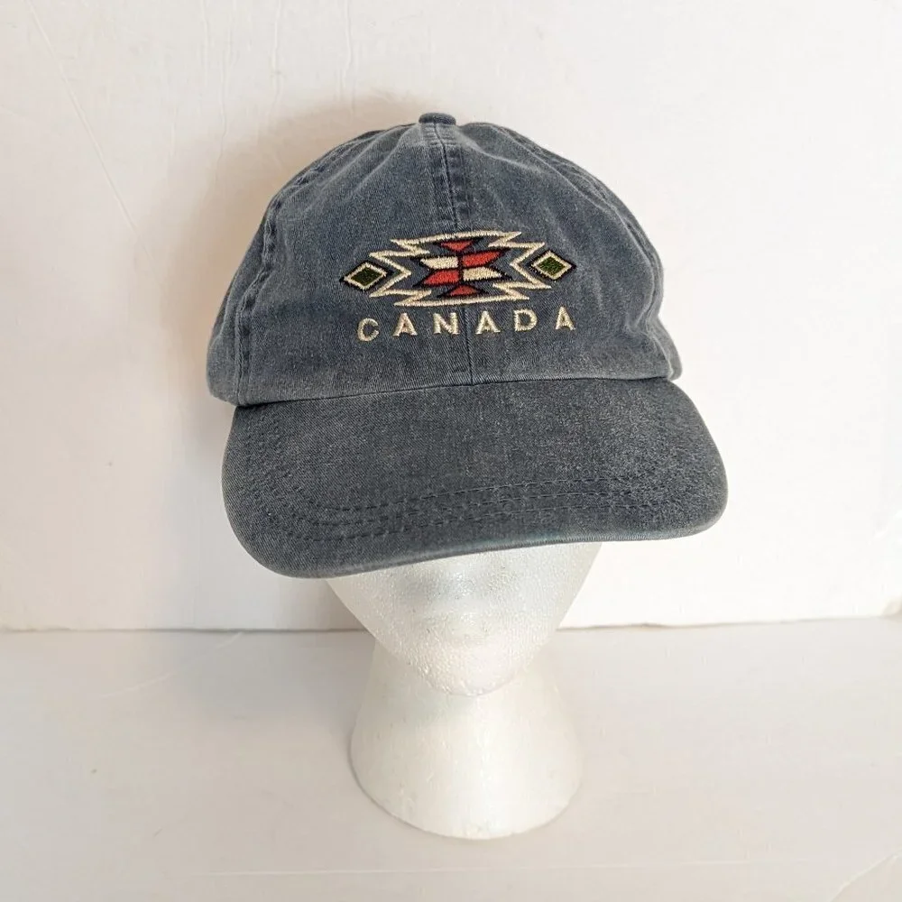 Vintage Native‎ Canada Dad Hat First Nations Leather Tab Ball Cap Adjustable - Picture 6 of 6